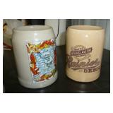 FIVE beer steins - Rainier beer, Capt Morgan, Octoberfest