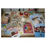 Lot of Raggedy Ann transfers, socks, books, toys, vintage salt and pepper