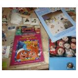 Lot of Raggedy Ann transfers, socks, books, toys, vintage salt and pepper