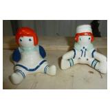 Lot of Raggedy Ann transfers, socks, books, toys, vintage salt and pepper