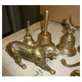 Group of brass bells and lions
