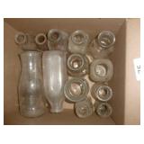 Box of vintage milk bottles