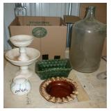 vintage pottery and 3 gal? jug