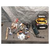 Collection of Mixed Hand Tools and Work Light