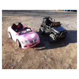 Set of 2 Kids Electric Ride-On Cars - Pink Coupe & Black SUV