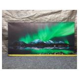 Panoramic Canvas Art of Northern Lights Over Mountains