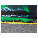 Panoramic Canvas Art of Northern Lights Over Mountains