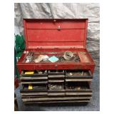 Red Metal Tool Chest with Multiple Drawers