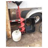 Used Ice Auger with Drill Bit, Propane Tank, and Sled