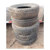 Set of 5 Used Mixed Brand Tires with Various Tread Patterns