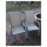 2 bar height glass top patio tables and 2 chairs
