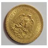 1918 Mexico Gold 2 1/2 PESOS (Melt = .06 Troy OZ Pure Gold)