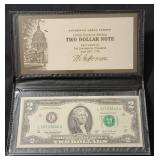 Series 2003A  - $2 Note with HOLDER.