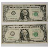 2  - 1963 Barr Dollars   (These Notes are considered very collectible due to Joseph Barr