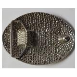 Indian Head Silver Plated Belt Buckle with Turquoise Stones - Very Nice