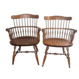 Vintage Wooden Table with Pair of Windsor Style Nichols and Stone Chairs