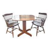 Vintage Wooden Table with Pair of Windsor Style Nichols and Stone Chairs