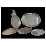 Selection of Serving Platters including Silver Plate