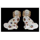 Pair of Vintage Floral / Chintz Staffordshire Dog Figurines
