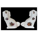 Pair of Vintage Floral / Chintz Staffordshire Dog Figurines