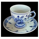 Four Teacups with Saucers by Delft, Royal Crown Derby, Japanese Lithophane Teacup and More