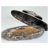 Antique Sterling Silver Vanity Set including an Antique Sterling Silver Curling Iron