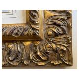 Beautiful Gilded Framed Black and White Drawing Print of a Girl Sitting