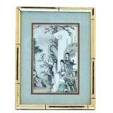 Pair of Faux Bamboo Gilded Framed Japanese Hand Colored Woodblock Prints