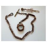 Antique Victorian Gold Filled Compass with Fob Chain and Brooch