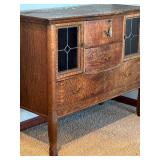 Antique Console / Buffet with Leaded Glass Doors