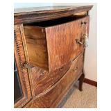 Antique Console / Buffet with Leaded Glass Doors