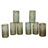 Set of Eight Hand Blown Textured Glass Tumblers
