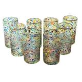 Set of Eight Hand Blown Textured Glass Tumblers