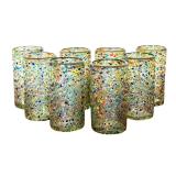 Set of Eight Hand Blown Textured Glass Tumblers