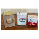 Variety of Vintage Tins including Whitmans Sampler, Durkees Gourd Sage, Drostes Cocoa and More