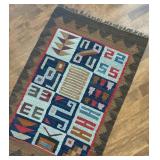 Vintage Hand Woven Rug with Inca Calendar Design