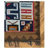 Vintage Hand Woven Rug with Inca Calendar Design
