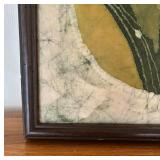 Quilted Wall Framed Wall Hanging Depicting a Lady Slipper