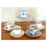 Teacups with Saucers by Royal York, Haviland Limoges of France and More