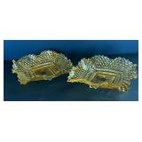 Vintage Amber Glass Saw Tooth Edged Candy Dishes