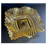 Vintage Amber Glass Saw Tooth Edged Candy Dishes