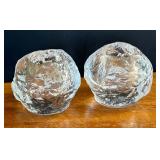 Pair of Kosta Boda Snowball Candle Holders