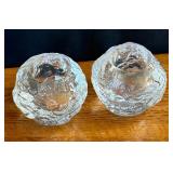 Pair of Kosta Boda Snowball Candle Holders
