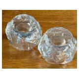 Pair of Kosta Boda Snowball Candle Holders