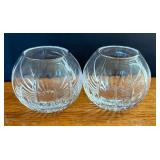 Two Atlantis Crystal Votive Candle Holders