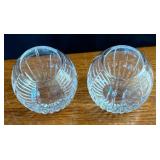 Two Atlantis Crystal Votive Candle Holders