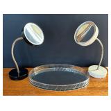 Vanity Tray with Two Magnifying Mirrors