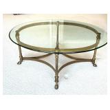 Vintage Brass Based Coffee Table / Vintage Mid Century LaBarge Style Coffee Table