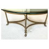 Vintage Brass Based Coffee Table / Vintage Mid Century LaBarge Style Coffee Table