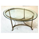 Vintage Brass Based Coffee Table / Vintage Mid Century LaBarge Style Coffee Table